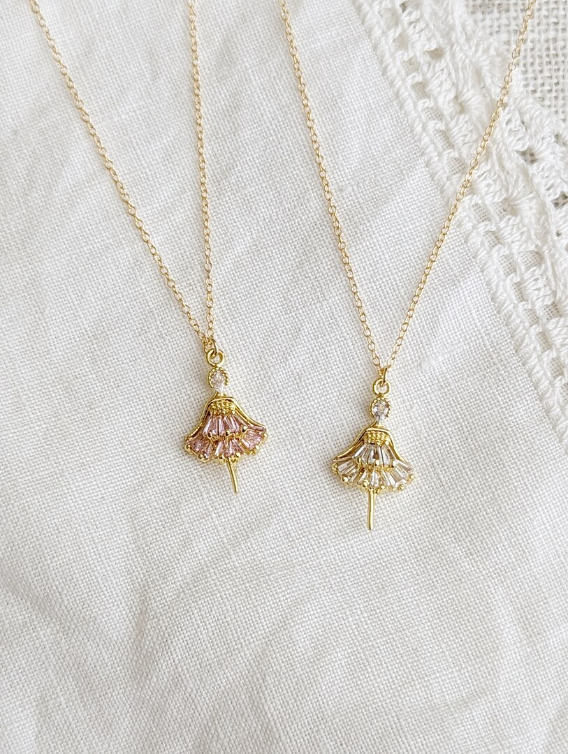 Gold Ballerina Necklace, Gold Dancer Necklace, Gold-filled Dance